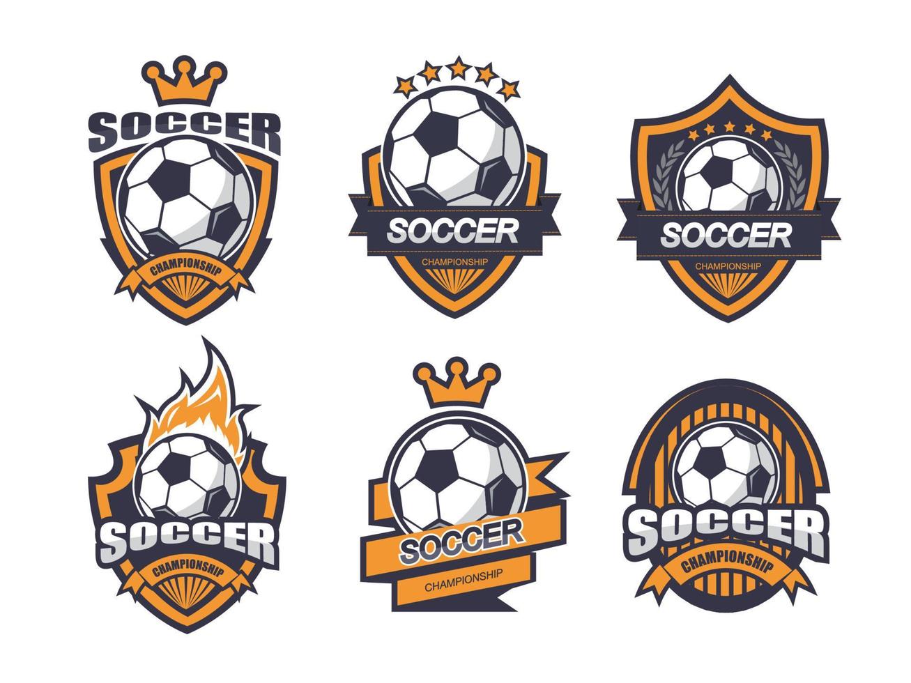 Illustration of yellow soccer logo set vector