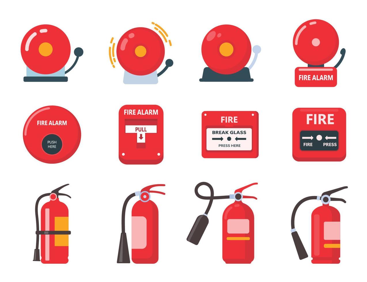 Red fire alarm bell icon. An electric bell sounds to alert you in the event of a fire. vector