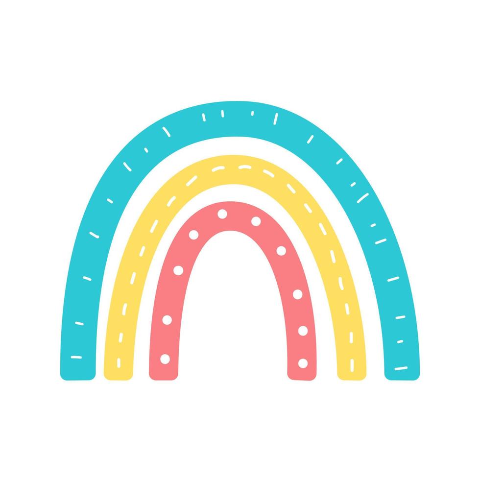 boho rainbow. hand drawn pastel rainbow baby greeting card decorative elements vector