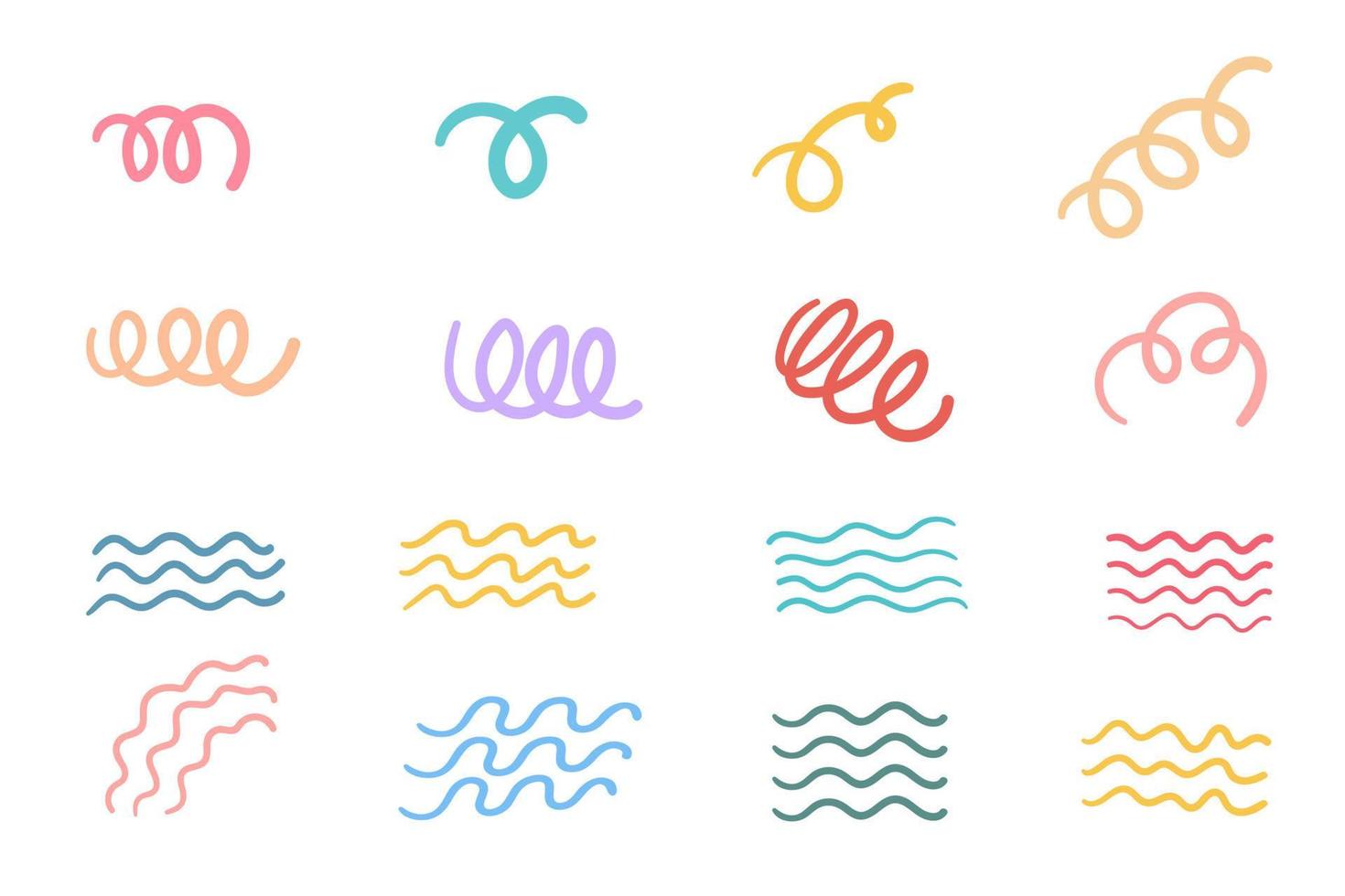 hand drawn spiral lines for decorating cards in minimalist style vector