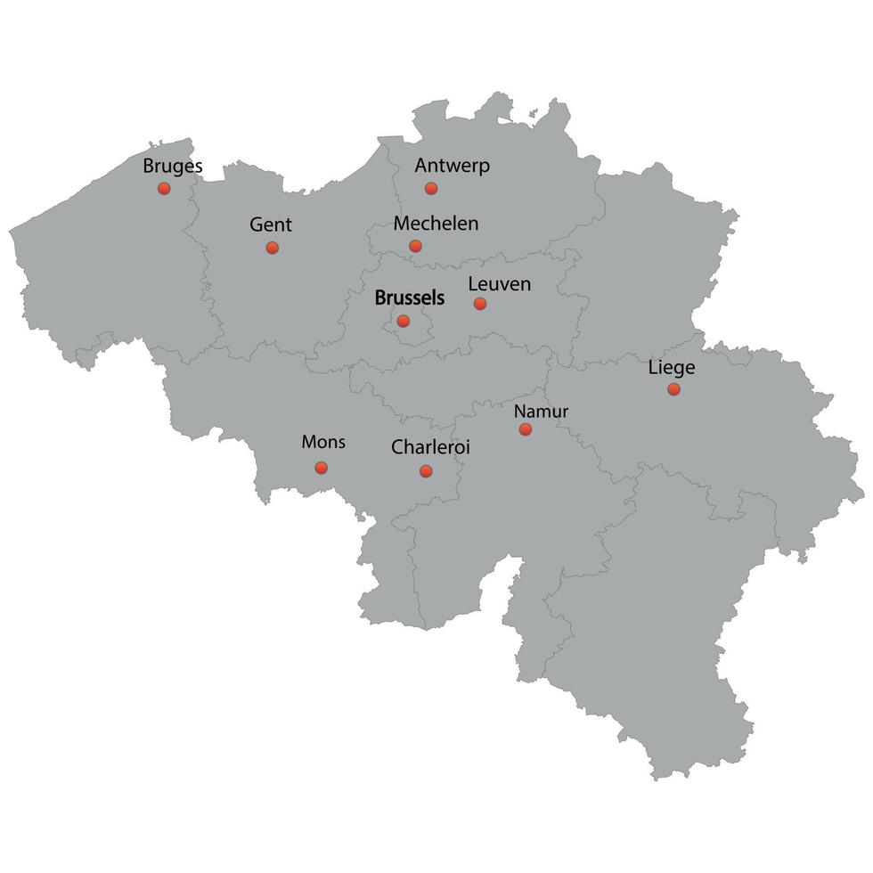detailed map of the Belgium vector