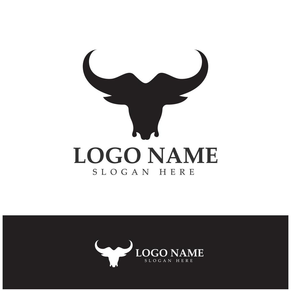 Bull head horn logo and symbol template icons app vector