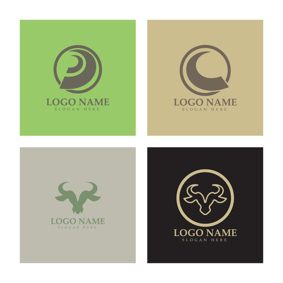 Aplicación de iconos de plantilla de logotipo y símbolo de cuerno de toro vector