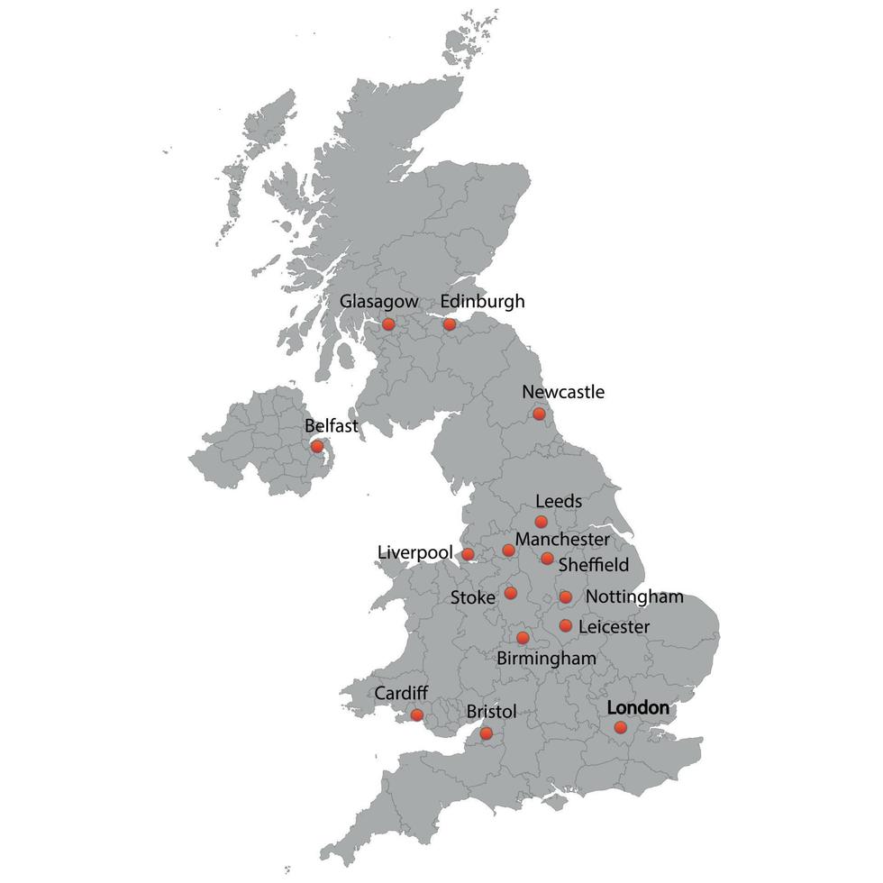 mapa detallado del reino unido vector