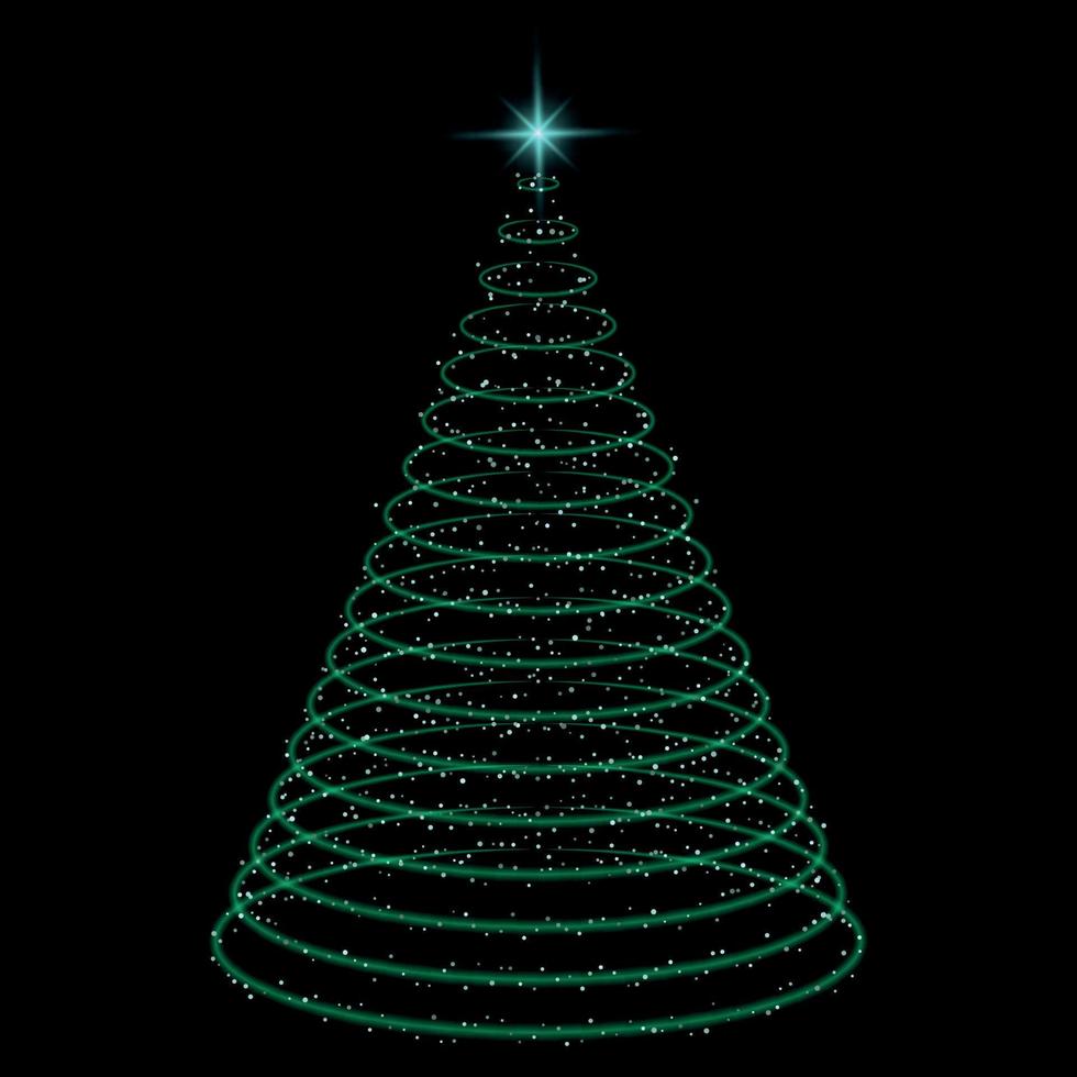 forma de árbol de Navidad con estrella en la parte superior sobre fondo negro vector