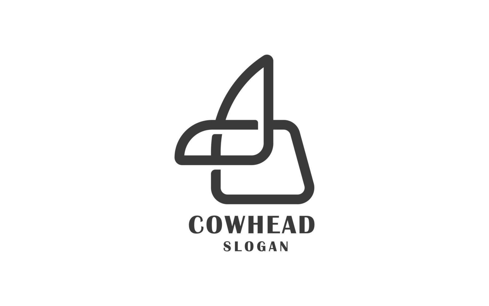 Simple outline Cow with horn logo design template. suitable for any branding logo. vector