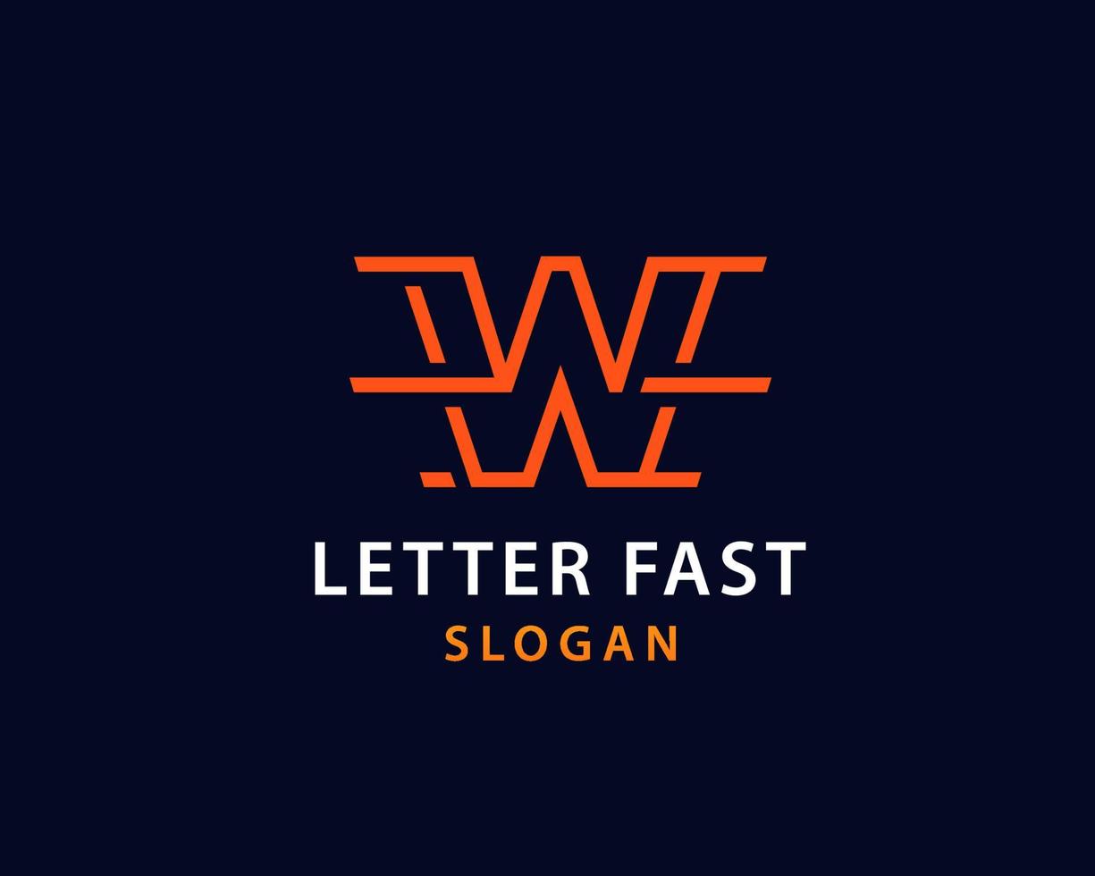 Simple gradient letter W fast logo design template on black background. Suitable for any brand logo. vector