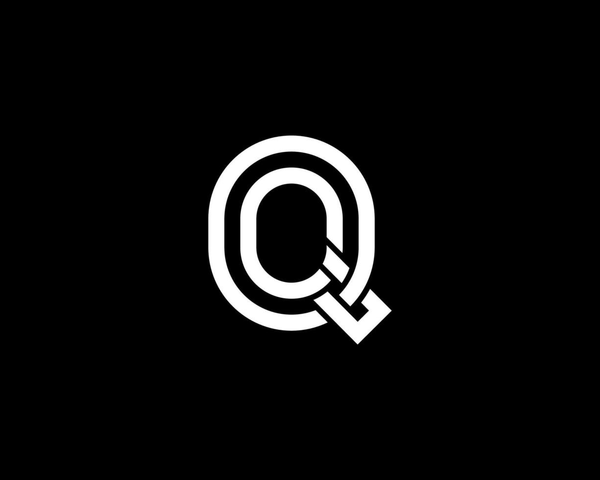 Simple line letter Q logo design template on black background. Suitable for any brand logo and etc. vector