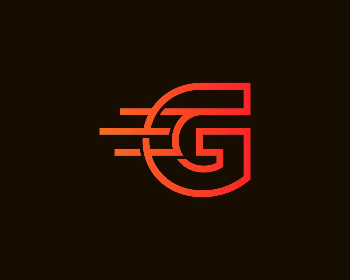 Simple outline letter G logo design template on black background. suitable for brand logo and etc. vector