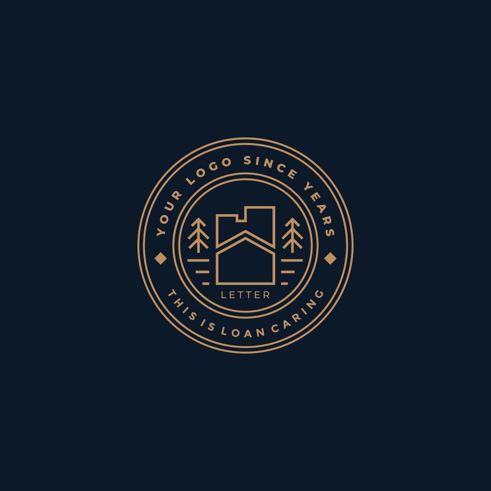 Simple Line Retro Vintage Rounded Logo Badge Vector