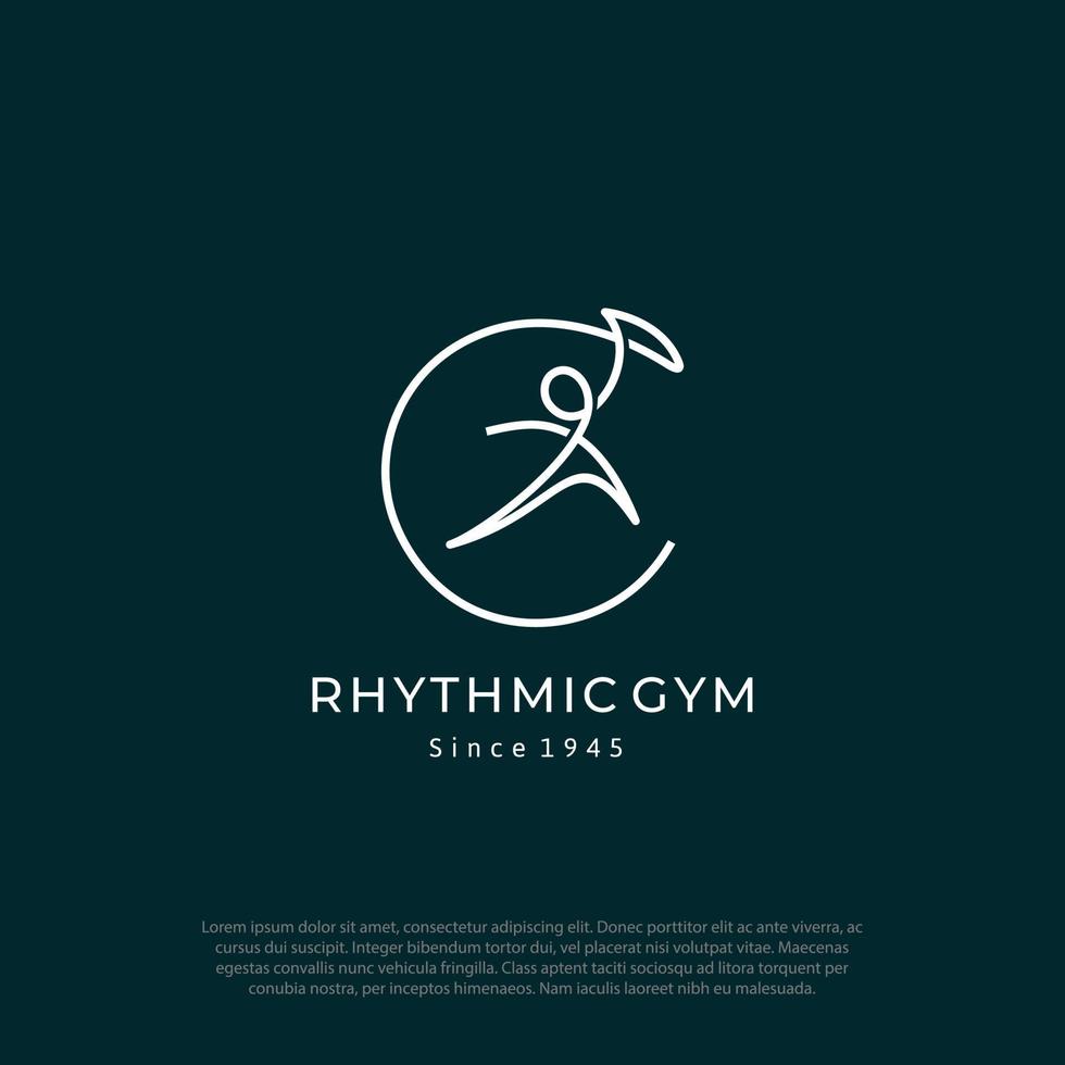 rhytmic gymnastic dance ribbon one line simple modern logo vector