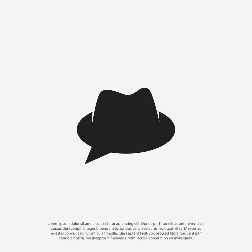 combinando chat de burbuja y sombreros de detective espía o sombrero para vector de logotipo de chat privado