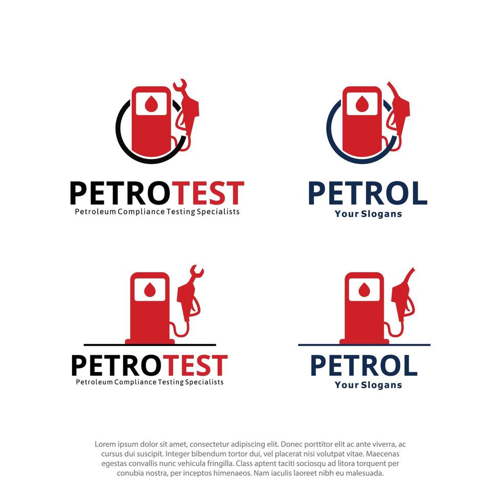 Petrol pump and Petroleum Compliance Testing logo vector design template pack