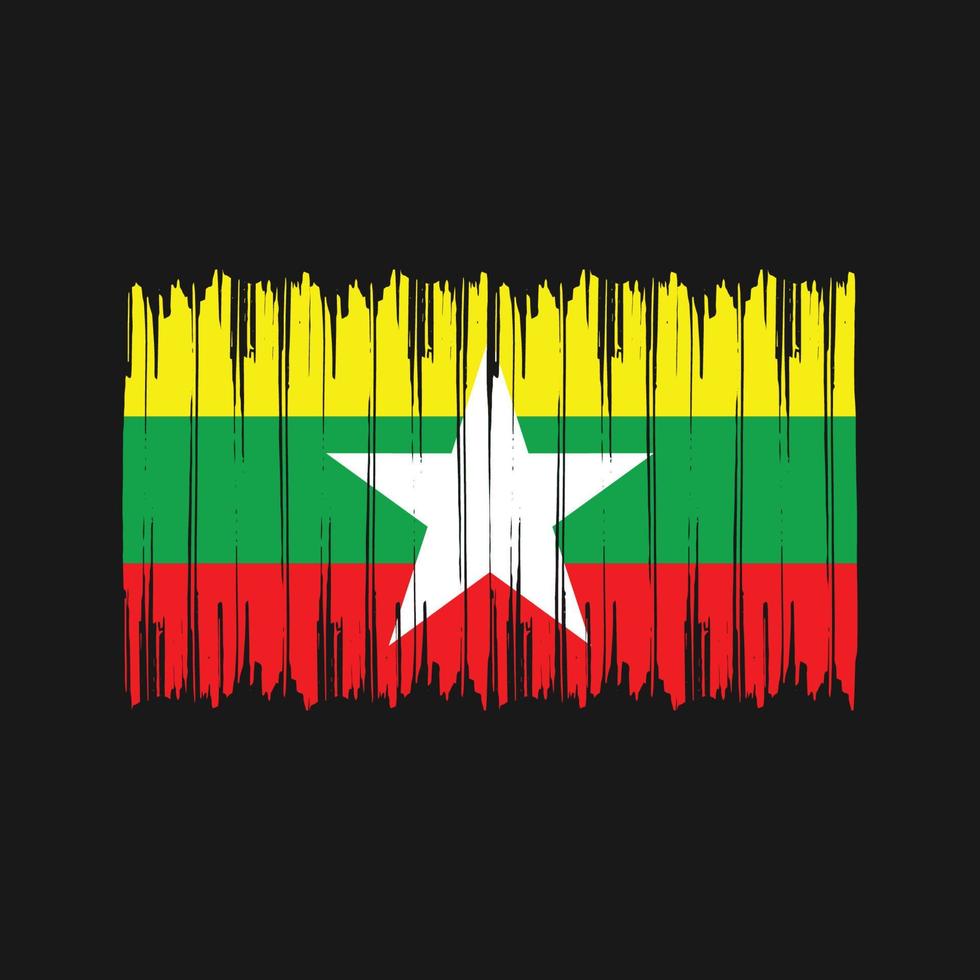 Myanmar Flag Brush Strokes. National Flag vector