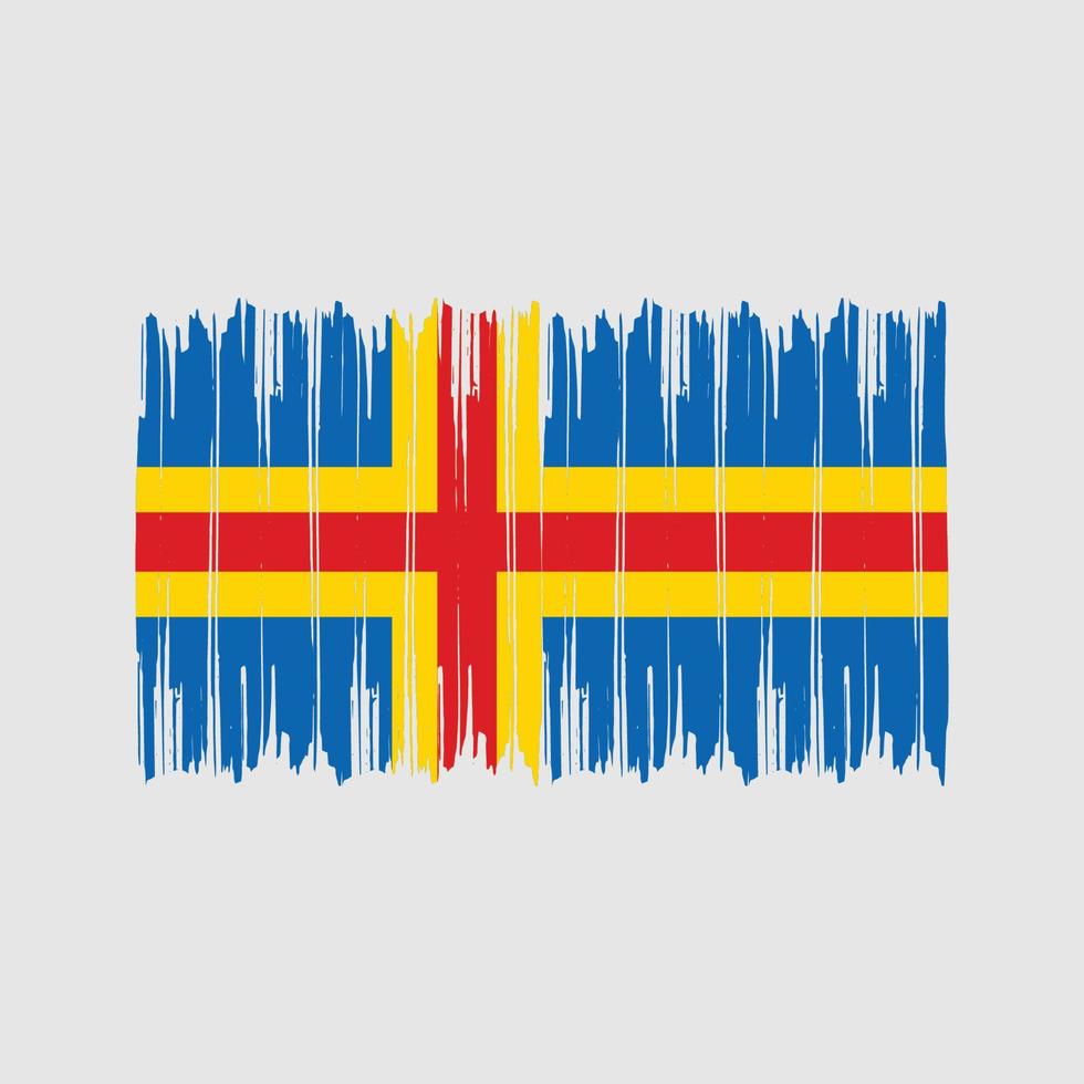 trazos de pincel de la bandera de las islas aland. bandera nacional vector