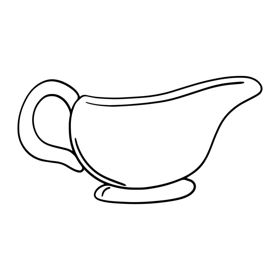 cacerola de cerámica pequeña monocromática, un recipiente para crema, leche, ilustración vectorial en estilo de dibujos animados sobre un fondo blanco vector