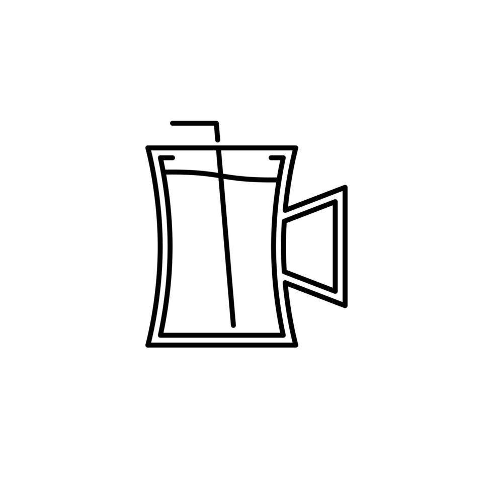 icono de vaso de cerveza con paja sobre fondo blanco. simple, línea, silueta y estilo limpio. en blanco y negro. adecuado para símbolo, signo, icono o logotipo vector