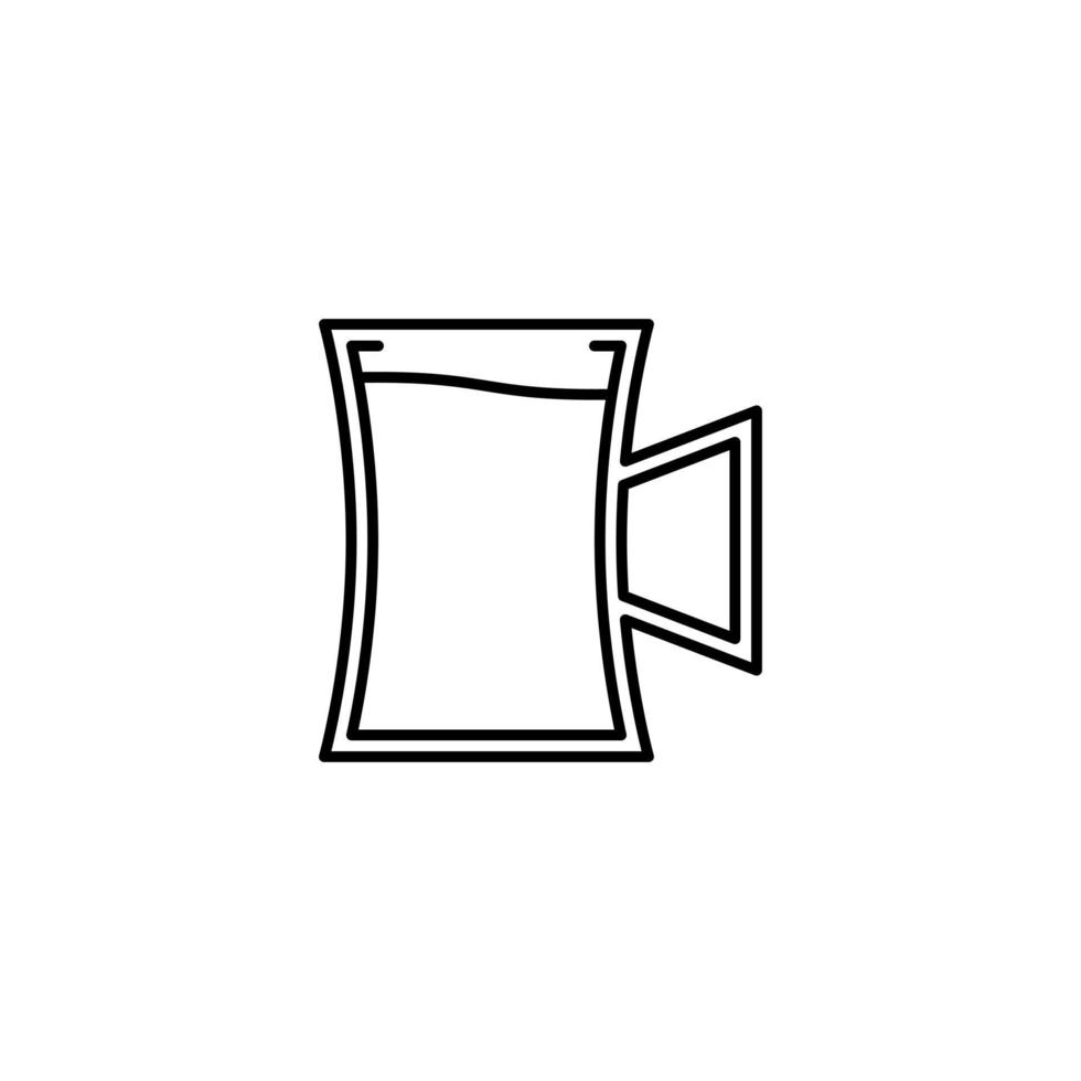 beer stein glass icon with full filled with water on white background. simple, line, silhouette and clean style. black and white. suitable for symbol, sign, icon or logo vector