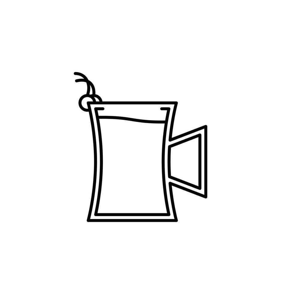 beer stein glass icon with cherry on white background. simple, line, silhouette and clean style. black and white. suitable for symbol, sign, icon or logo vector