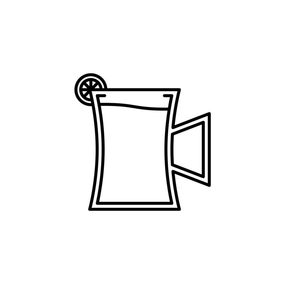 beer stein glass icon with lemon slice on white background. simple, line, silhouette and clean style. black and white. suitable for symbol, sign, icon or logo vector