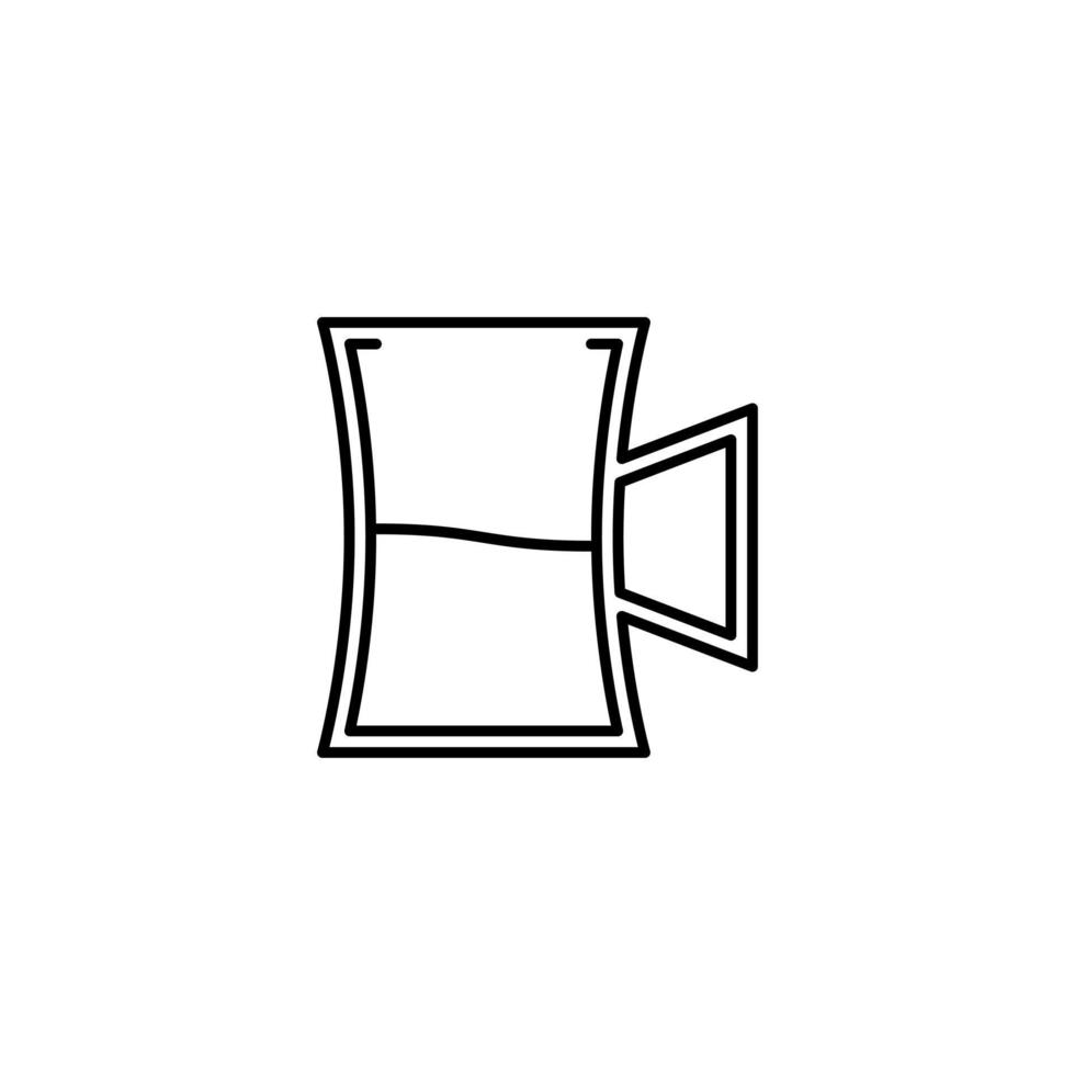 beer stein glass icon with half filled with water on white background. simple, line, silhouette and clean style. black and white. suitable for symbol, sign, icon or logo vector