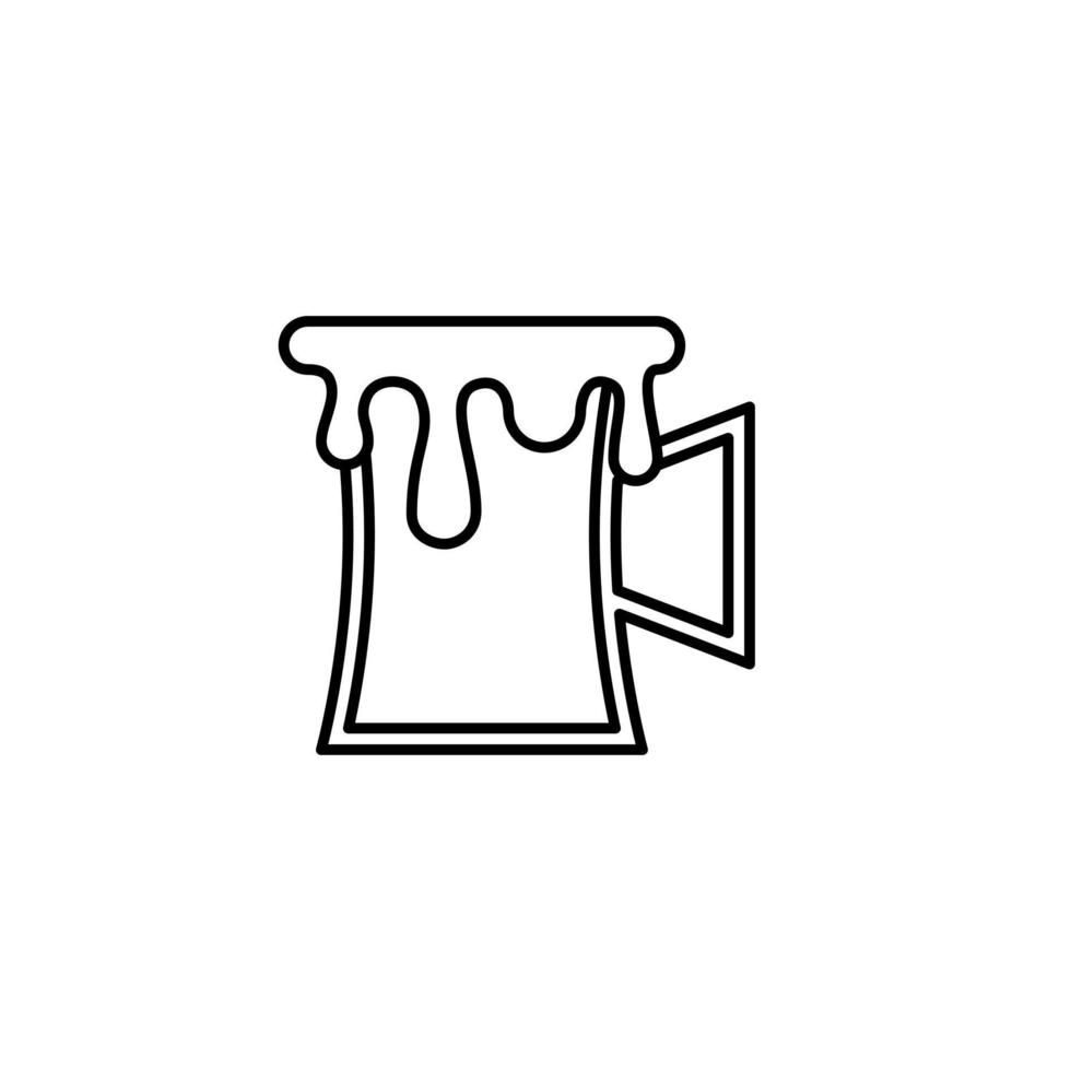 beer stein glass icon with overfilled with water on white background. simple, line, silhouette and clean style. black and white. suitable for symbol, sign, icon or logo vector