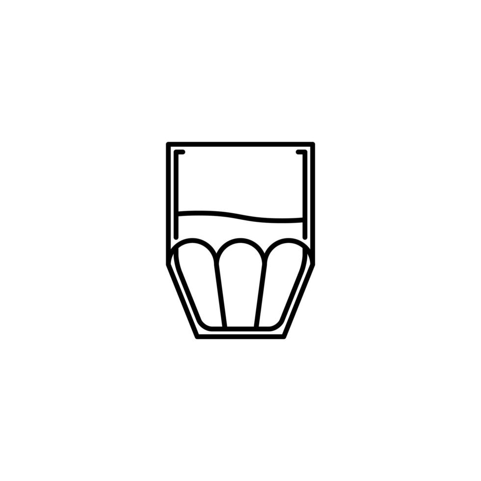 cooler glass icon with half filled with water on white background. simple, line, silhouette and clean style. black and white. suitable for symbol, sign, icon or logo vector