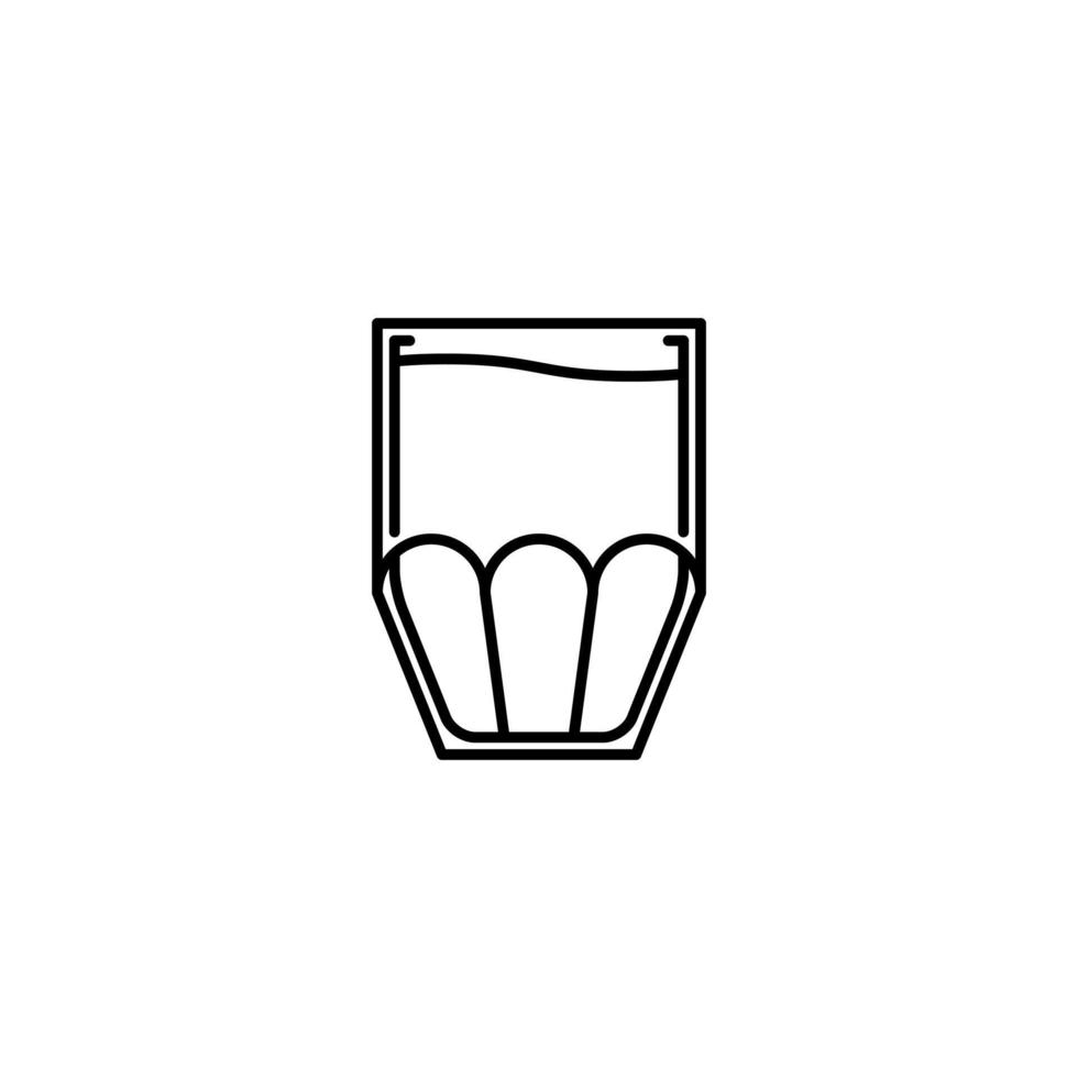 cooler glass icon with full filled with water on white background. simple, line, silhouette and clean style. black and white. suitable for symbol, sign, icon or logo vector