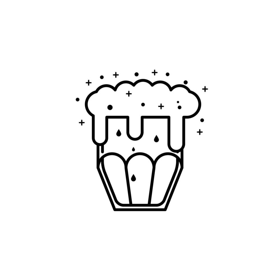 icono de vidrio más fresco con soda y espuma sobre fondo blanco. simple, línea, silueta y estilo limpio. en blanco y negro. adecuado para símbolo, signo, icono o logotipo vector