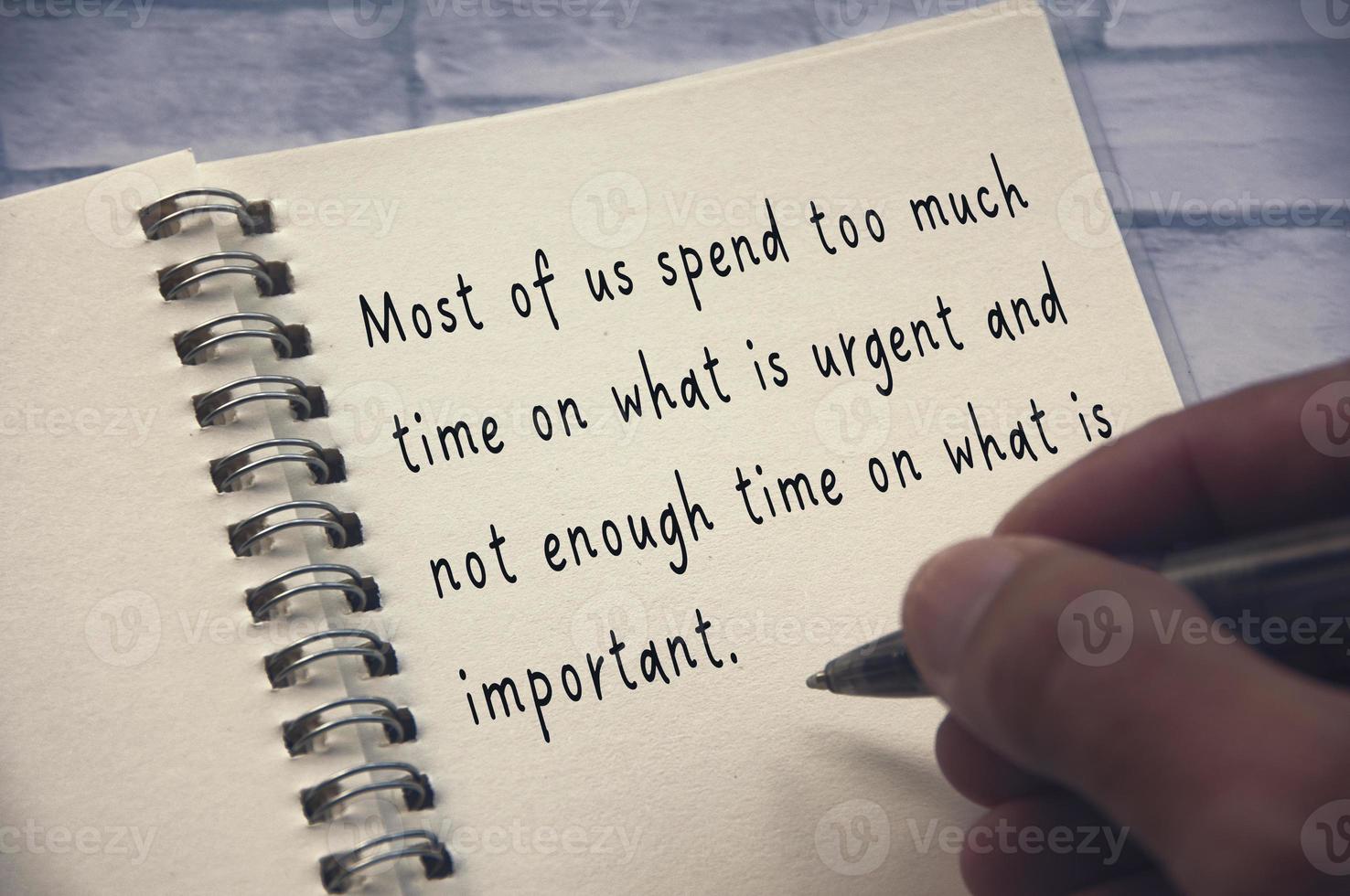 Life inspirational quote - Most of us spend too much time on what is urgent and not enough time on what is important. Inspirational concept photo