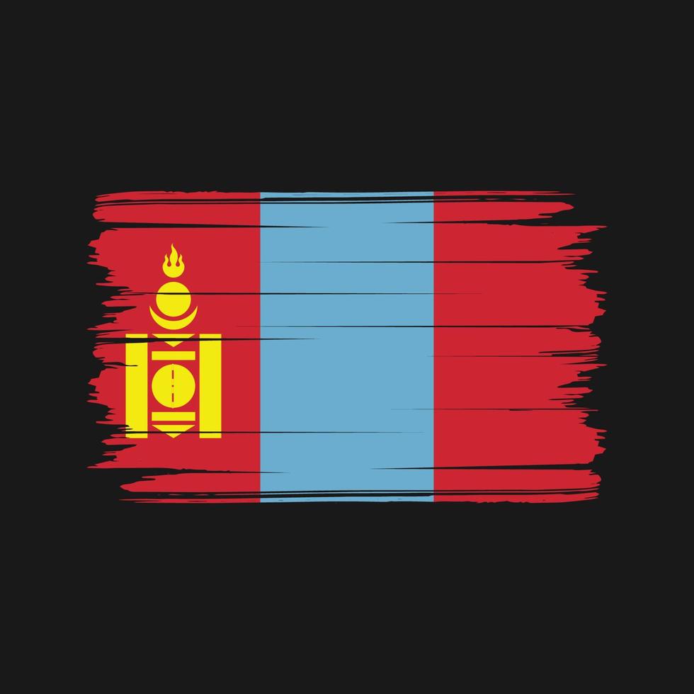 vector de pincel de bandera de mongolia. bandera nacional