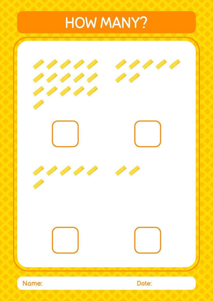How many counting game with ruler. worksheet for preschool kids, kids activity sheet vector