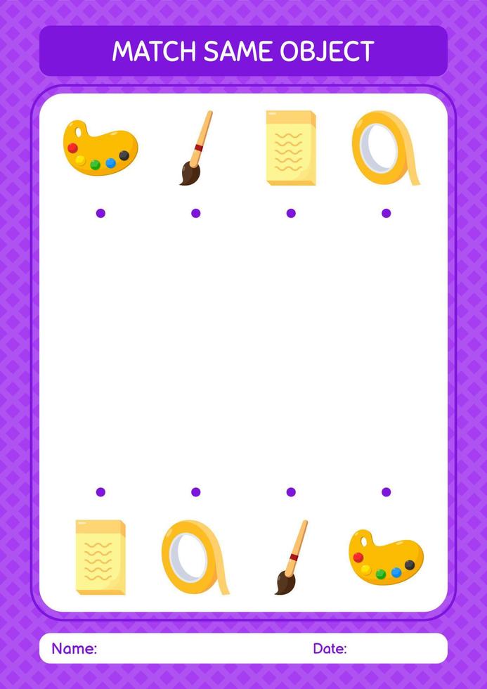 Match with same object game summer icon. worksheet for preschool kids, kids activity sheet vector