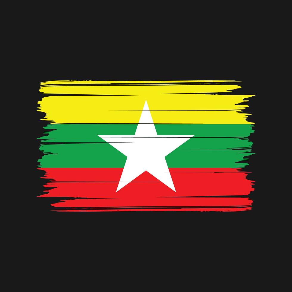 vector de pincel de bandera de myanmar. bandera nacional