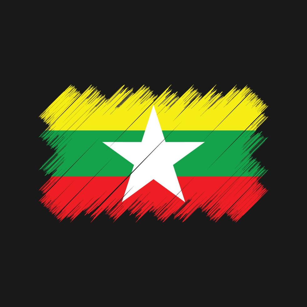 Myanmar Flag Brush. National Flag vector