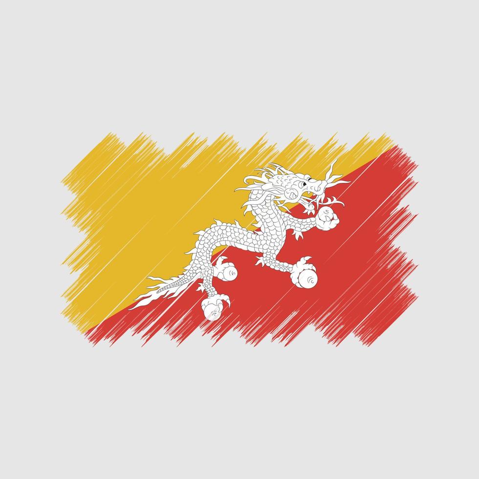 Bhutan Flag Brush. National Flag vector