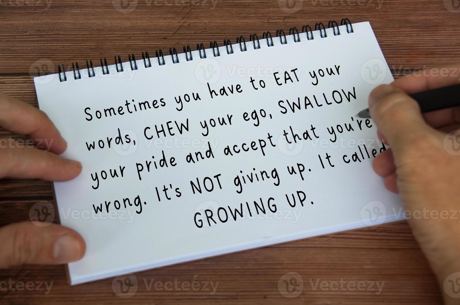 Life inspirational quote about growing up. Inspirational concept. photo