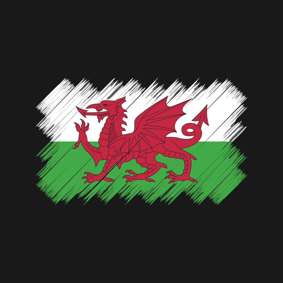 cepillo de bandera de Gales. bandera nacional vector
