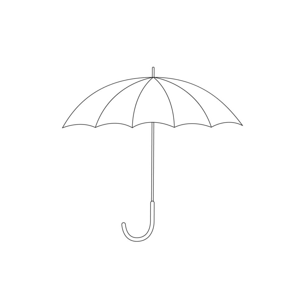 Line art open umbrella. Autumn or spring clothes accessory for rainy weather. Isolated vector illustration.