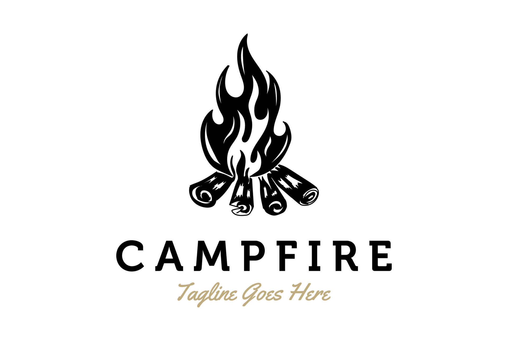 Retro Vintage Bonfire Campfire or Wood Fire Flame Logo Design Vector ...