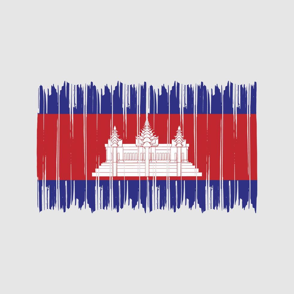 trazos de pincel de la bandera de camboya. bandera nacional vector