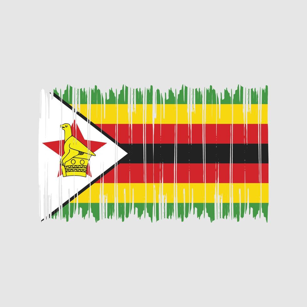 trazos de pincel de bandera de zimbabwe. bandera nacional vector