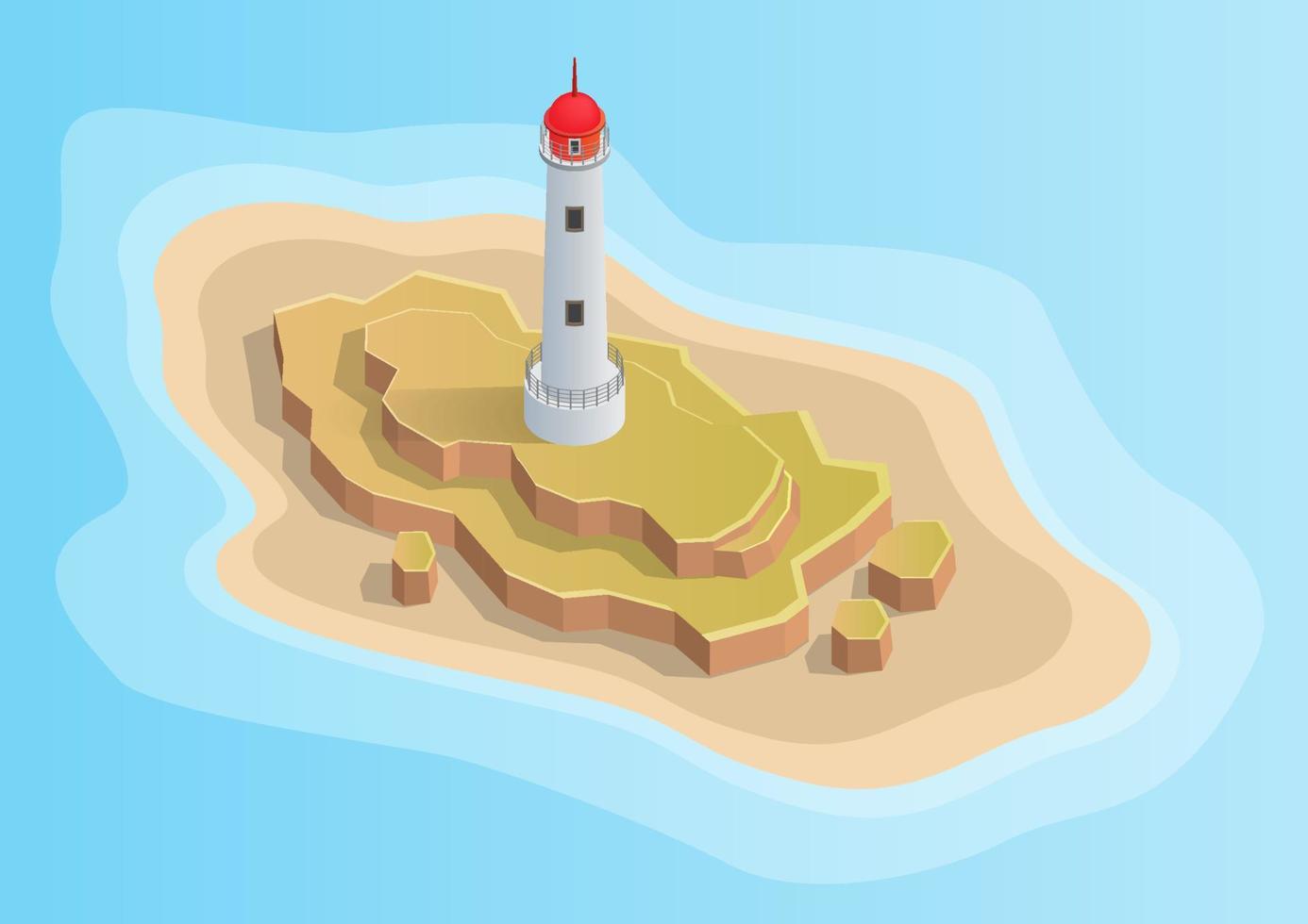 beautiful island with lighthouse vector