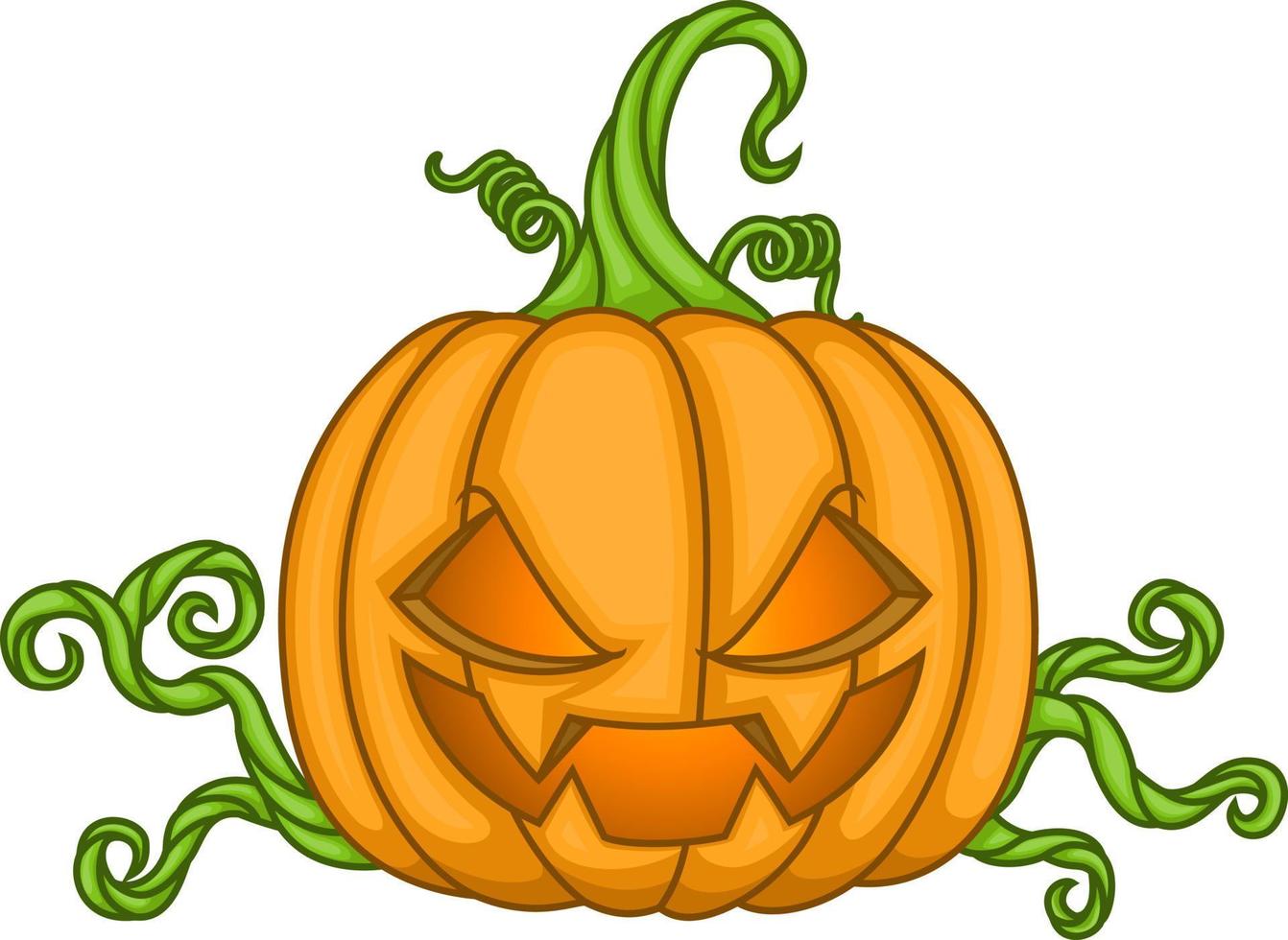 Cartoon Halloween pumpkin with scary face vector