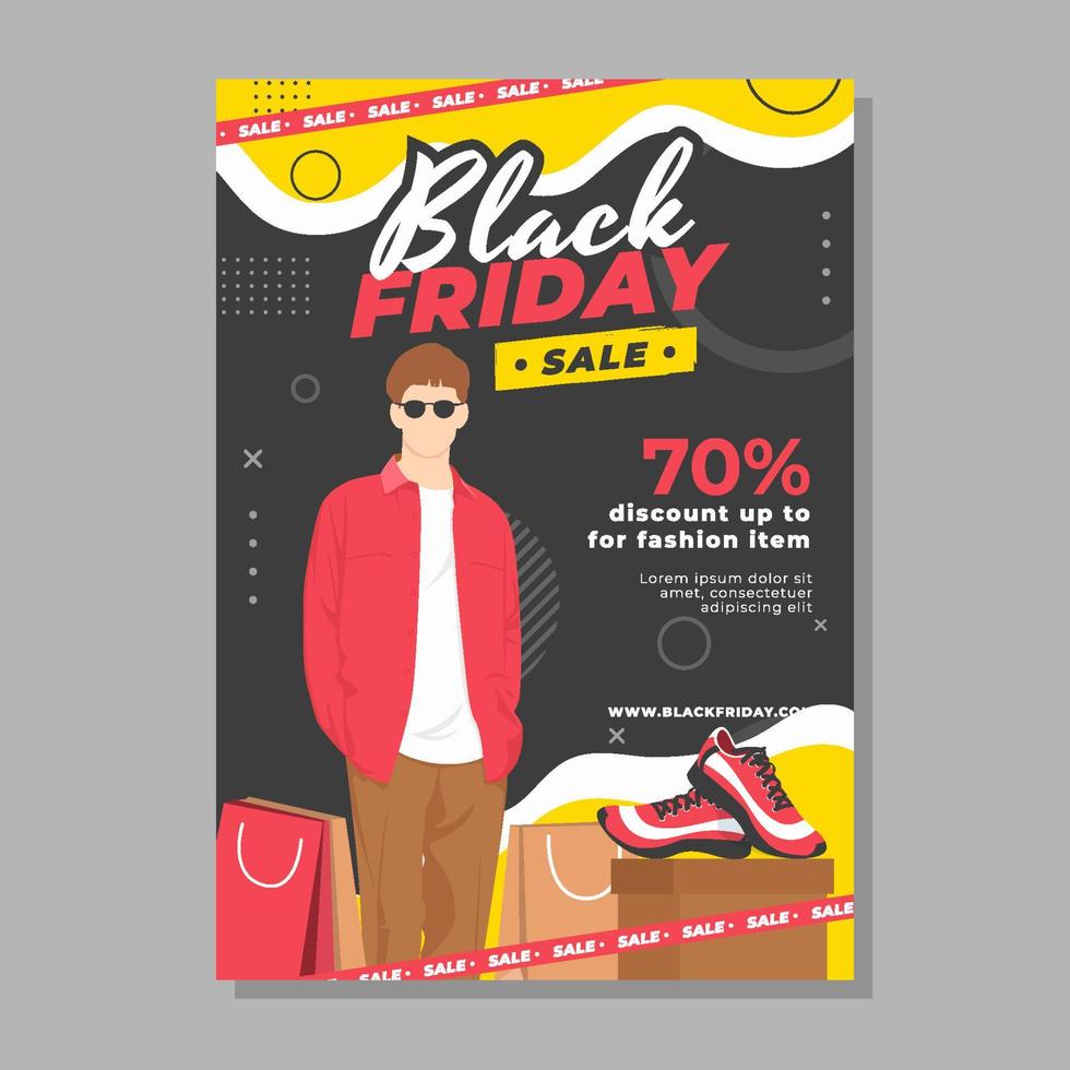 Flat Black Fiday Fashion Sale Poster Template vector