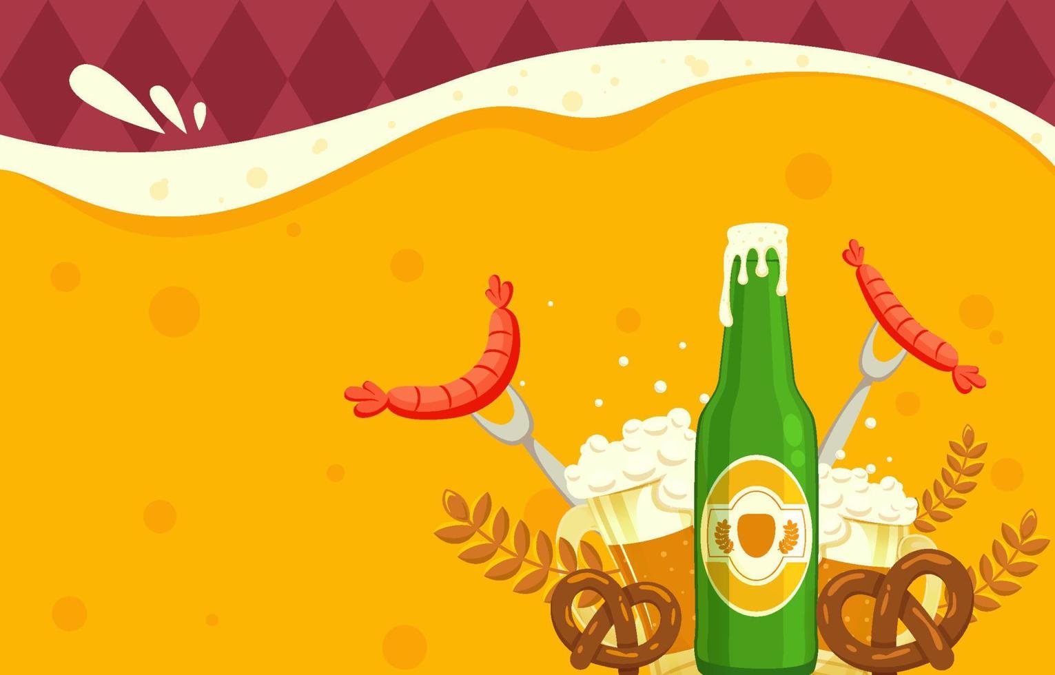 Flat Beer and Beverages in Oktoberfest vector