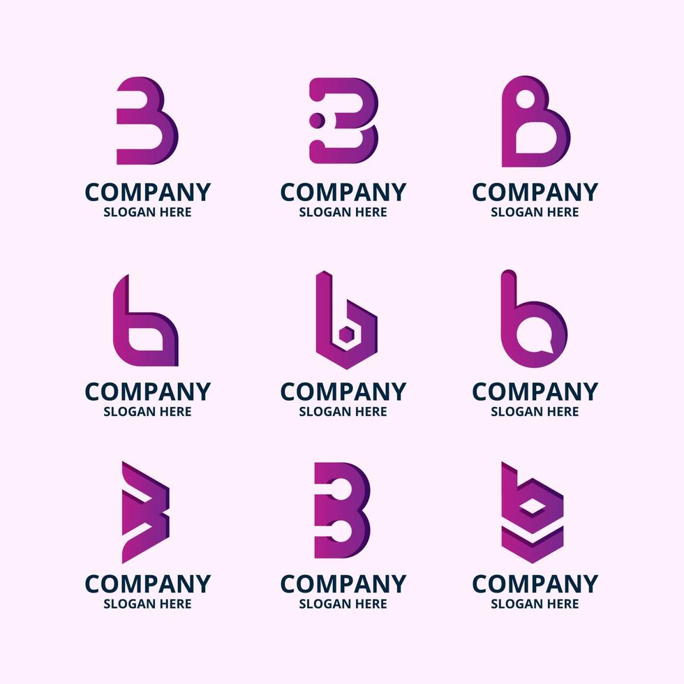 Alfabeto logotipo inicial b para empresa comercial vector