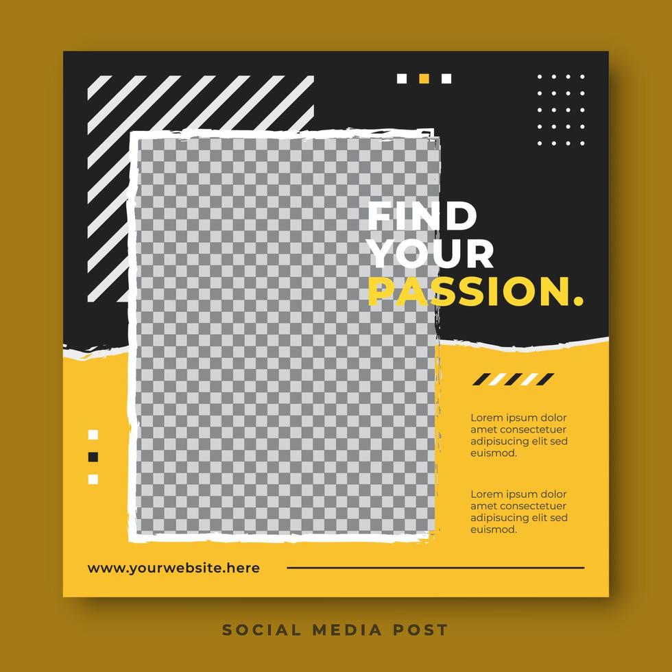 Find your passion square banner social media template vector