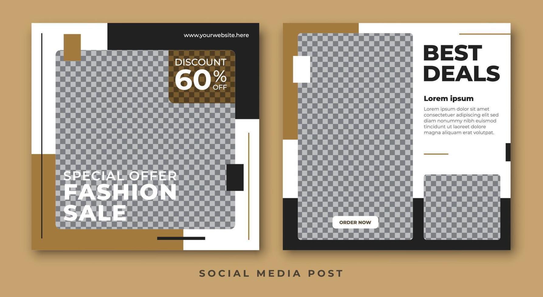 Fashion sale square banner social media template vector