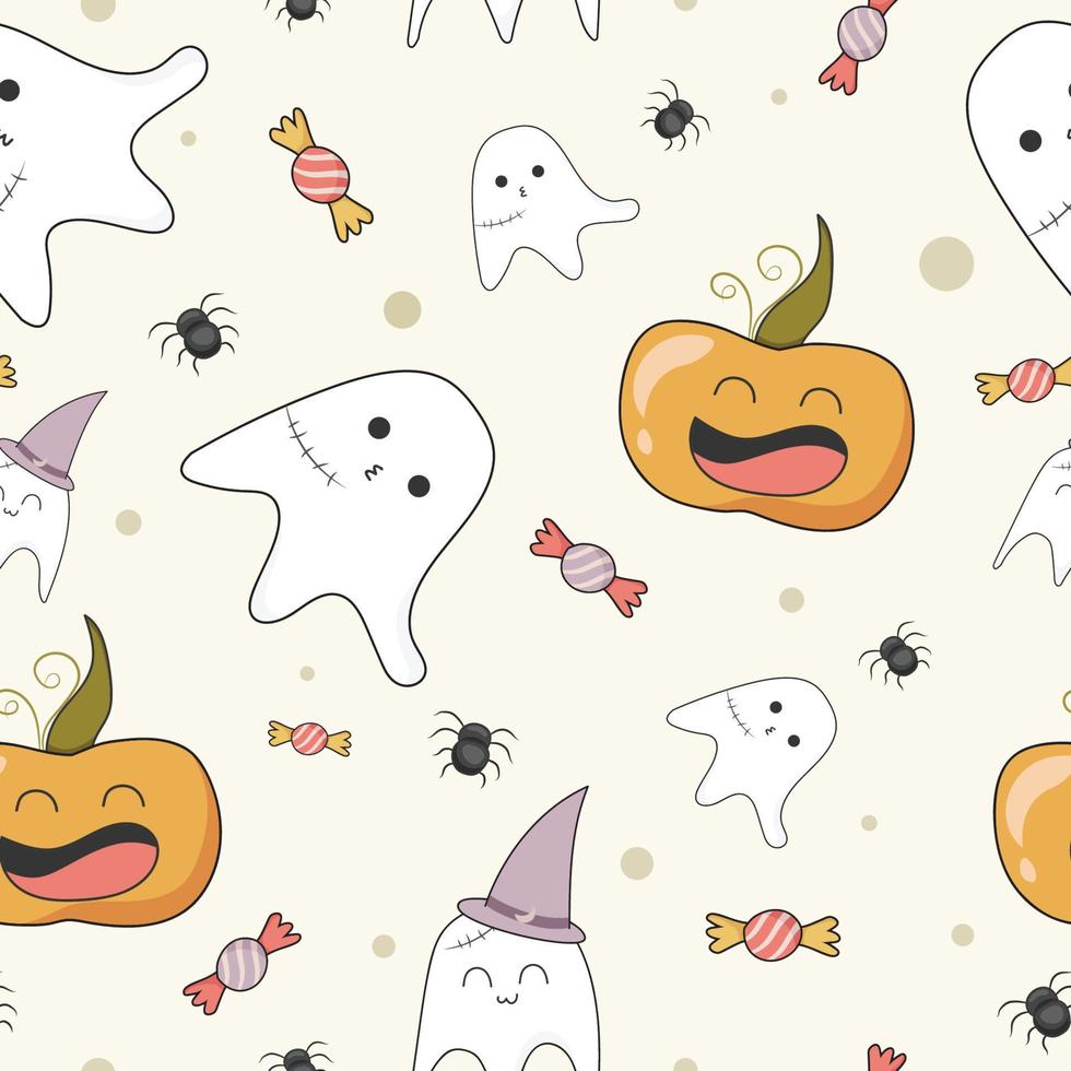 seamless pattern cute halloween background vector